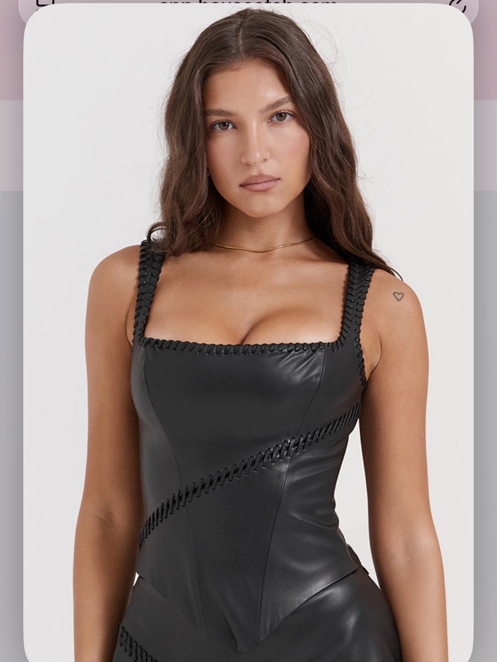 HOUSE OF CB Leonie Leather Corset Top Women’s Medium Black Tank Q